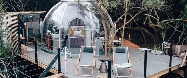 Glamping-tent-dome-australia-built-in-bathroom-lucidomes-australia-glass-glamping-structure
